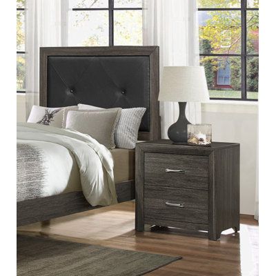 Contemporary Appeal: This dark grey finish nightstand with chrome tone handles exudes a modern and sophisticated vibe, perfect for contemporary bedrooms. Red Barrel Studio | Red Barrel Studio Dark Grey Finish Nightstand 1Pc Chrome Tone Handles Contemporary Design Bedroom Furniture Bed Side Table Brown | C112100812 | Wayfair Canada Contemporary Bedrooms, Bed Side Table, Nightstand Storage, Furniture Bed, Wood Nightstand, Dovetail Drawers, Side Table Wood, Design Bedroom, Bedroom Furniture Beds