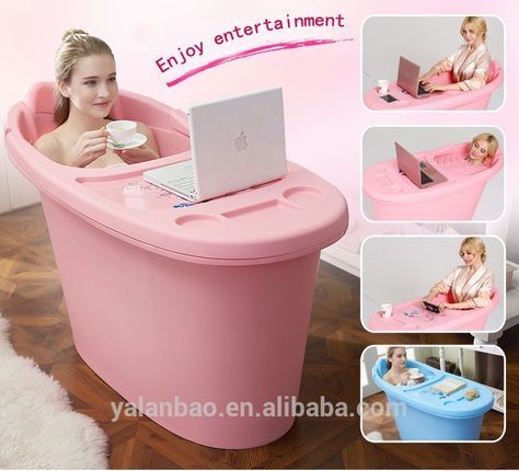 Pink Bath Tub, Portable Tub, Plastic Bathtub, Portable Bathtub, Spa Bathtub, Tub Ideas, Camper Makeover, Tiny Bathroom, Soaking Tub