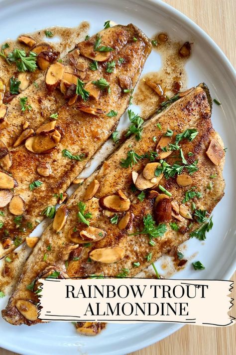 Rainbow Trout Recipe Pan Fried, Rainbow Trout Recipe Baked, Speckled Trout Recipe, Baked Rainbow Trout, Trout Fillet Recipes, Fresh Parsley Recipes, Baked Trout, Parsley Recipes, Trout Recipes