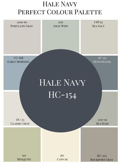 Cream And Blue Exterior House, Greens That Go With Hale Navy, Navy House Exterior Color Scheme, Hale Navy Color Palette, Hale Navy Coordinating Colors, Navy Paint Color, Navy Furniture, Painting Steps, Cottagecore Design