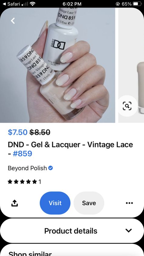 Vintage Lace Nail Color, Dnd Vintage Lace Gel Polish, Lace Nails, Gel Lacquer, Wedding Diy, Detail Shop, Vintage Lace, Gel Polish, Diy Wedding