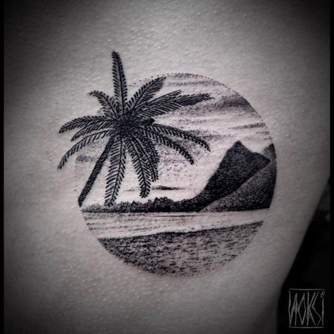 Noksi Tattoo Hawaiian Island Tattoo, Meaningful Tattoos For Men, Tattoo Band, Hawaii Tattoos, Island Tattoo, Unique Tattoos For Men, Sunset Tattoos, Kunst Tattoos, Landscape Tattoo