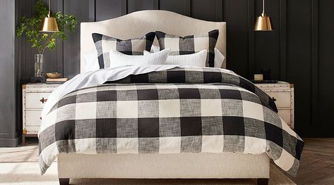 Buffalo Check Bedding, Timeless Paint Colors, Bed Wooden, Wooden Beds, Low Bed, Duvet Cover Pattern, Stylish Bedroom, Cotton Duvet Cover, Cotton Duvet