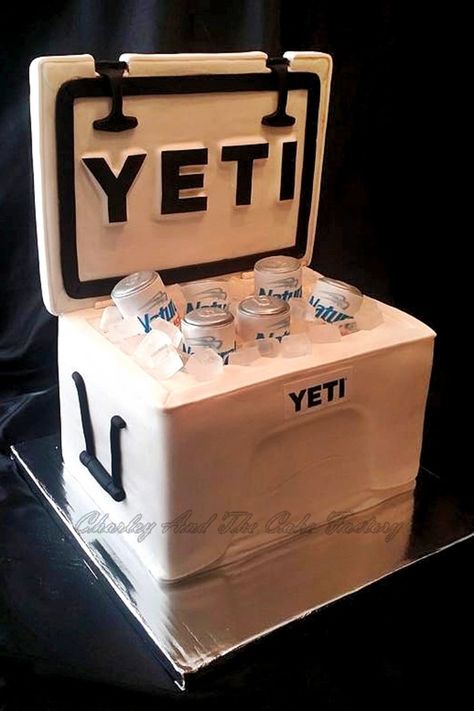 Cooler Cake, 55th Birthday Party Ideas, Grooms Cakes, Yeti Cooler, Birthday Cake For Him, 60th Birthday Cakes, Cake Central, Beer Cooler, Boy Birthday Cake