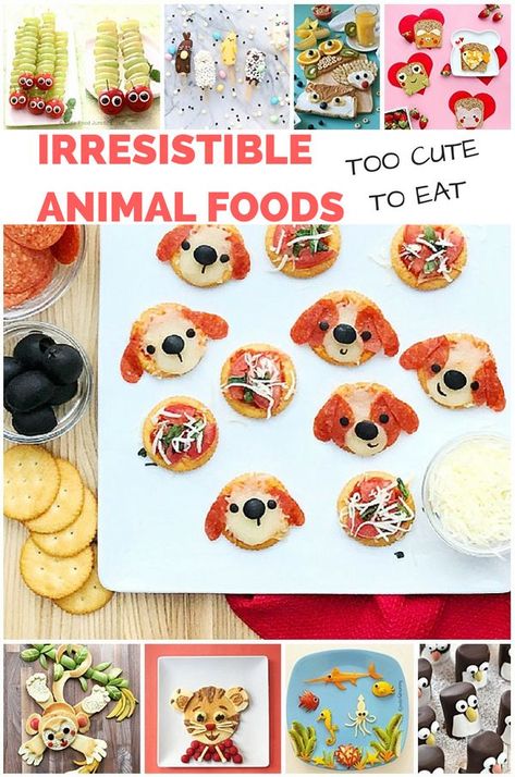 10 Irresistible Animal Foods Too Cute to Eat for Kids #kidsfood #kidfood #kidsnack #cutefoods Animal Shaped Snacks, Food That Looks Like Animals, Animal Appetizers, Animal Food Ideas, Vegetable Garnishes, Animal Party Food, Animal Themed Food, Animal Shaped Foods, Diy Unicorn Cake