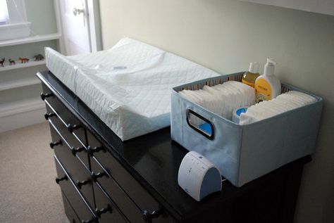 Secure a changing pad on top of a dresser instead of buying a changing table. Baby Cost, Baby Clothes Storage, Baby Changing Station, Diaper Changing Station, Dresser Top, How To Sleep Faster, Baby Room Furniture, Baby Necessities, Soft Flooring