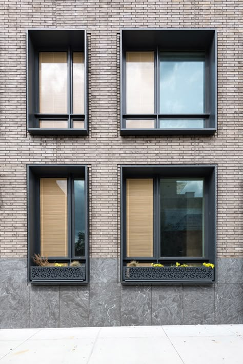 Window Facade Design, Brick Face, Residential Windows, Commercial And Office Architecture, Cladding Design, Brick Cladding, Brick Detail, Building Front, Brick Architecture