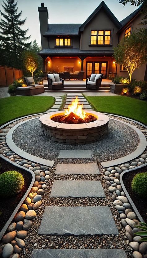 15+ Affordable Gravel Fire Pit Ideas for Budget-Friendly Fun 46 Gravel Fire Pit Ideas, Gravel Fire Pit, Fun Bathroom, Fire Pit Ideas, Patio Layout, Cool Fire Pits, Patio Deck Designs, Backyard Fireplace, Backyard Pavilion