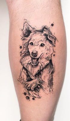 Gray scale Dog Tattoo Collie Tattoo, Border Collie Tattoo, Dotwork Art, Tattoo Fairy, Tatoo Dog, Dogs Drawing, Dogs Tattoo, Artsy Painting, Dog Memorial Tattoos