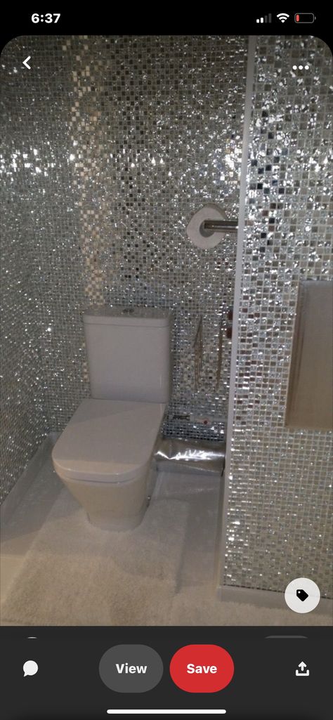 Glitter Bathroom, Metallic Tiles, Mirrored Furniture Decor, Glitter Room, Gothic Bathroom, Star Bedroom, Glam Bathroom, Kitchen Remodel On A Budget, Glamour Decor