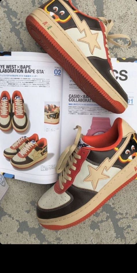 Bapesta Shoes, Bape Shoes, Bape Sneakers, Shoes For Summer, Pretty Sneakers, Sneaker Posters, Streetwear Shoes, Funky Shoes, Fresh Shoes