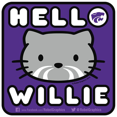 In my ongoing series of "Every Cat A Wildcat", this time Hello Kitty gets the Willie the Wildcat and K-State makeover. Originally posted on my Robel Graphics Facebook page. Enjoy & Go Cats! Kstate Powercat, Wildcat Paw Print, Back In 1974, Once A Wildcat Always A Wildcat, Ksu Wildcats, K State Wildcats, K State, Kansas State University, November 1st