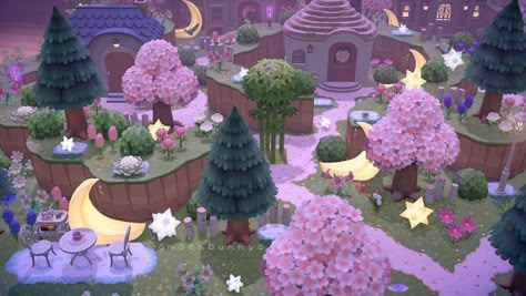 Animal Crossing Fairy Core Entrance, Pretty Animal Crossing Islands, Fairy Core Builds Acnh, Acnh Fairy Tale Island, Acnh Villager Yard Ideas Fairycore, Fairy Acnh Designs, Acnh Fairycore Inspiration, Fairy Animal Crossing Island, Acnh Fairycore Neighborhood