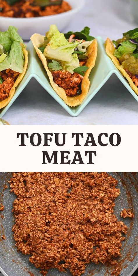 Homemade Plant Based Meat, Taco Tofu Recipe, Vegan Soft Tacos, Taco Tofu Crumbles, Tofu Chili Recipe, Plant Based Tacos Recipes, Vegan Tacos Recipes Plant Based, Ground Tofu Recipes, Shredded Tofu Tacos