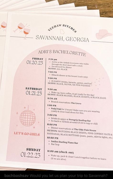 Savannah Georgia Bachelorette Itinerary, Bach Trip Itinerary, Bachelorette Party Savannah Ga, Savannah Bachelorette Itinerary, Ibiza Hen Do Itinerary, Bachelorette Itenary Ideas, Hens Weekend Ideas, Bachlorette Itinary, Savannah Ga Bachelorette Party