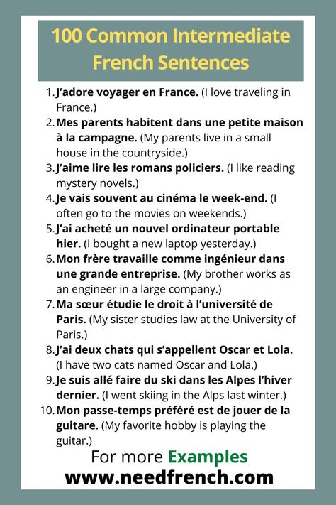 Common Phrases In French, English To French Translation, French Conversation Phrases, French Conversation Practice, French Travel Phrases, Studying French, Family Hobbies, Common French Words, Common French Phrases