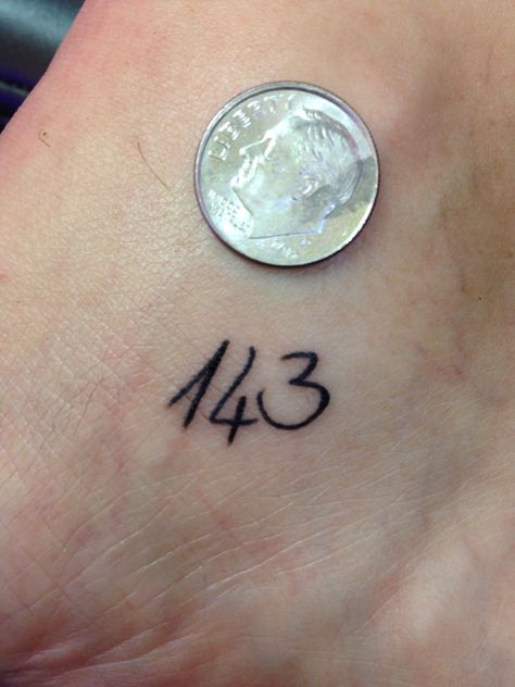 Smaller than a dime #143 #love Three Dates Tattoo, 143 Tattoo Ideas Fonts, Dime Size Tattoo Ideas, Penny Tattoo Ideas, 143 Tattoo Ideas, All The Small Things Tattoo Blink 182, 143 Tattoo, Son Tattoos, Polka Tattoo