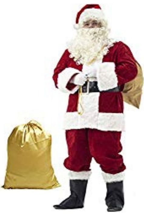 Don't forget to get your Santa Claus costume. It is a great way to surprise kids. It actually is a great seasonal income if you can really pull off the look. Easy and quick way to earn extra cash during the holiday season. #affiliatelink #santaclaus #santaclauscostume Santa Claus Suit, Santa Claus Outfit, Santa Claus Costume, Santa Suit, Santa Costume, Santa Outfit, Santa Suits, Black Christmas, Fur Fabrics