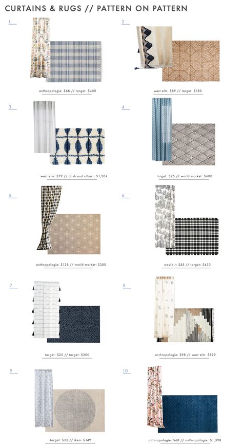 Emily Henderson Rug And Curtain Combos Roundup Pattern On Pattern #home #style Modern Floral Curtains, Rugs That Compliment Each Other, Pattern Curtains Living Room, Plaid Curtains, Patterned Furniture, Power Couples, Living Room Decor Curtains, Emily Henderson, Printed Curtains