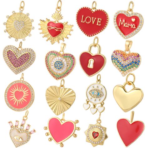 Smarter Shopping, Better Living! Aliexpress.com Heart Brand, Charms For Jewelry Making, Heart Crystal, Custom Charms, Original Jewelry, Cute Charms, Letter Charms, Enamel Charms, Dangle Charms