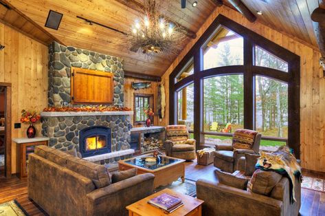 A Cabin Up North Up North Cabin, Northwoods Cabin, Rustic Family Room, How To Build A Log Cabin, Log Cabin Furniture, Log Cabin Homes, Timber House, Small Cabin, Cabin In The Woods