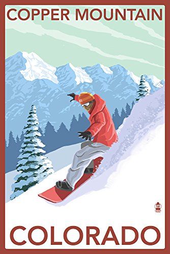 Copper Mountain Colorado  Downhill Snowboarder 24x36 Giclee Gallery Print Wall Decor Travel Poster ** Click for Special Deals  #VintageKitchen Army Quilt, Snowboard Designs, Skiing Resort, Painting Mood Board, Copper Mountain Colorado, Mountain House Decor, Lake Condo, Big Bear Lake California, Ski House Decor