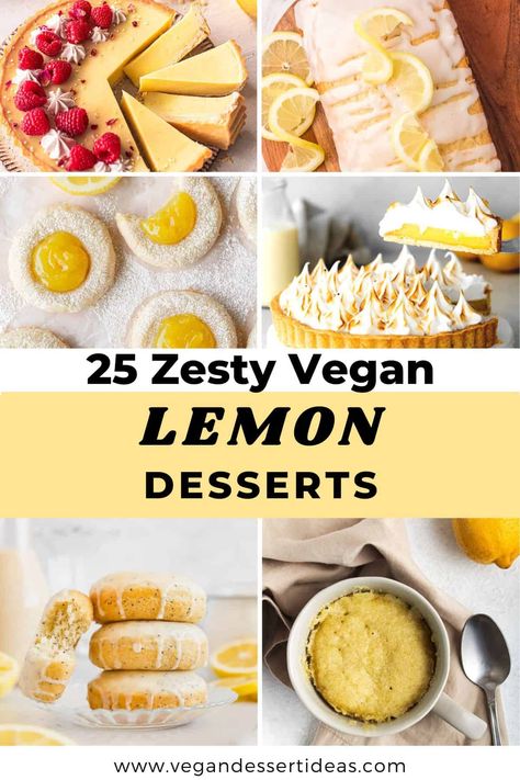 These delicious vegan lemon dessert recipes are so refreshing! With these vegan lemon cakes, pies, cookies and more you'll never run out of ideas for using lemons. Includes no bake vegan lemon desserts perfect for summer! Lemon Desserts Dairy Free, Vegan Lemon Custard, Vegan Lemon Recipes, Tofu Dessert Recipes, Silken Tofu Dessert, Vegan Lemon Pie, Tofu Desserts, Vegan Lemon Desserts, Egg Free Dessert Recipes