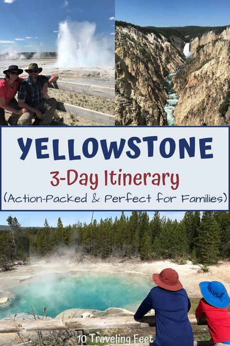 3 Day Itinerary Yellowstone National Park, Yellowstone National Park Itinerary, Yellowstone Vacation Planning, Yellowstone Hikes, Glacier National Park Vacation, Travel Wyoming, Yellowstone National Park Vacation, Wyoming Vacation, National Park Itinerary