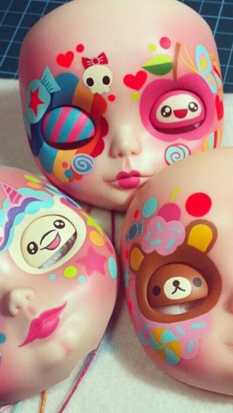 Caramel pops face ups by caramel shaw Custom Dolls Repaint, Art Journal Therapy, Art Dolls Handmade, Doll Repaint, Pretty Dolls, Cute Toys, Clothes Crafts, Ooak Dolls, Custom Dolls