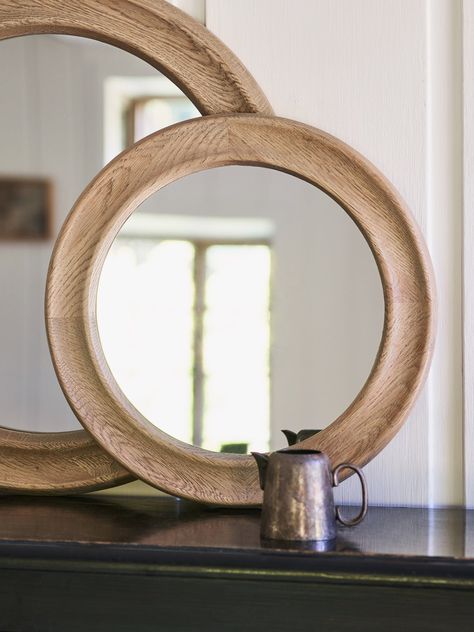 Round Wooden Mirror, Fresh Towels, Oak Mirror, Mirrors Uk, Hallway To Bedrooms, Hall Mirrors, Large Round Mirror, Freestanding Mirrors, Wooden Mirror Frame