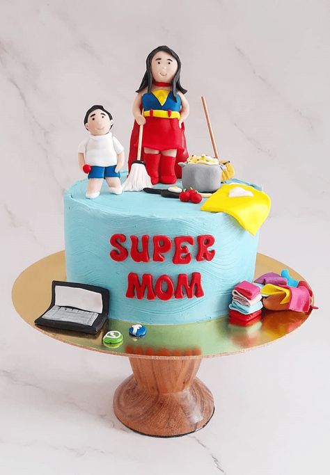 Supermom Cake Design Images (Supermom Birthday Cake Ideas) Super Mom Cake Design, Super Mama Cake, Birthday Cake For Wife Ideas, Wife Birthday Cake Design, Birthday Cake For Mother Design Mom, Supermom Cake Design, Mother Cake Design, Super Mom Cake, Supermom Cake