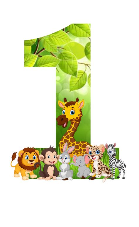 number 1 Safari Numbers Printable, Safari Number 1, Zoo Cake Topper, Jungle Safari Cake, Jungle Theme Cakes, Animal Masks For Kids, Boys 1st Birthday Cake, Safari Animals Birthday, Safari Kids