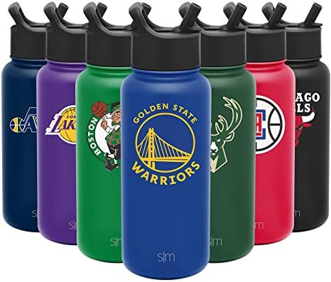 Simple Modern NBA 32oz Water Bottle with Straw Lid Insulated Stainless Steel Summit Basketball Fan Accessories, 32oz Water Bottle, Nba Golden State Warriors, Mini Basketballs, Basketball Gifts, Bottle With Straw, Love And Basketball, Water Bottle With Straw, Creative Hobbies