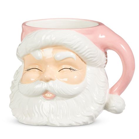 Pink Santa Mug, Holiday Candies, Pink Wonderland, Container Dimensions, Ceramic Santa, Christmas Cups, 2023 Pink, Santa Head, Pink Santa