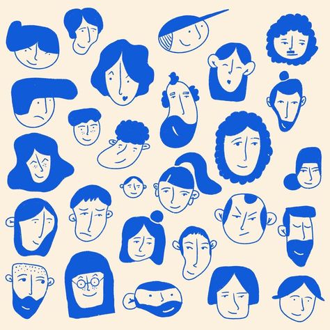 Some illustration of faces. Stylised Faces Illustration, Outline Illustration Style, Faces Illustration Simple, Funny Face Illustration, Doodle Of People, Cute Face Illustration, Grimace Illustration, Portrait Illustration Styles, Face Illustration Simple