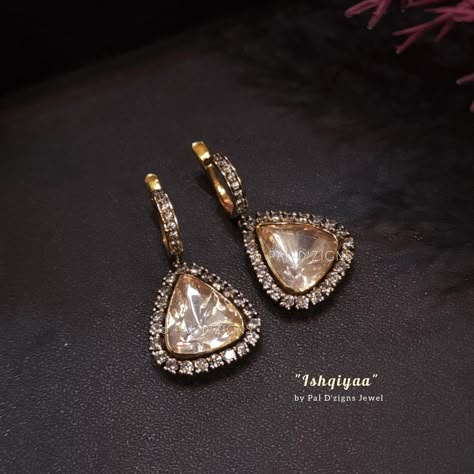 #ishqiyaa #moissanite #polki #earings #polkiearings #baali #handmade #bridal #bridejewellery #weddingjewellery #jewelry #uniqueearings #earings #occasionwear #semiprecious #stones #silver #royallook #partywear Polki Diamond Earrings, Polki Tops, Jewellery For Wedding, Festive Jewellery, Jewellery Choker, Earring Pearl, Black Beads Mangalsutra Design, Diamond Bracelet Design, Diamond Earrings Design