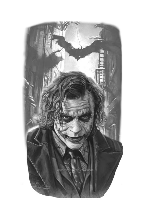 Joker Tattoo Design Black And Grey, Joker Tattoo Design Drawing, Batman And Joker Tattoo, Batman Tattoo Sleeve, Batman Tattoo Ideas, Joker And Harley Tattoo, Joker Art Drawing, Biomechanical Tattoo Design, Harley Tattoos