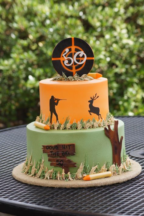 Deer Hunting Cake, Hunting Birthday Cakes, Deer Hunting Birthday, 50th Birthday Cakes For Men, Hunting Birthday Party, Hunting Cake, Hunting Theme, Hunting Birthday, Dad Birthday Cakes