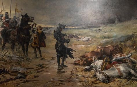 The Black Prince looking at the fallen King John of Bohemia after the Battle of Crecy by Julian Story, 1888 Edward The Black Prince, The Black Prince, Medieval England, Richard Iii, In Memoriam, Medieval Knight, Medieval History, Dark Ages, Military Art