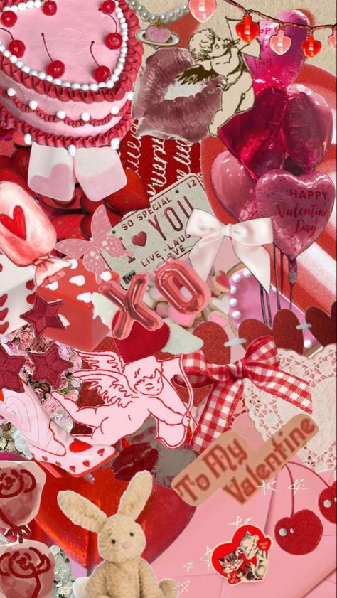 Valentine Astethic, Valentine's Day Aesthetic Wallpaper, Soft Valentines Aesthetic, Valentines Day Pink Aesthetic, Valentines Day Collage Wallpaper, Valentines Asthetics, Valentines Day Asethic, Valentines Aesthetic Vintage, 90s Valentines Aesthetic