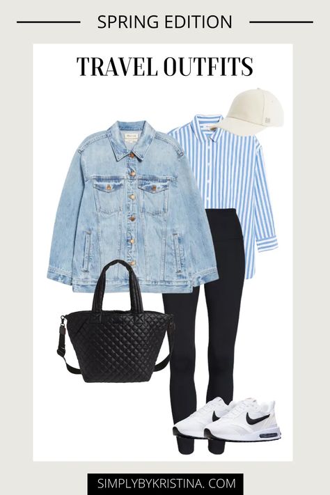 Travel Look Outfits, Cute Airport Outfit, Comfortable Travel Outfit, Airport Travel Outfits, Outfits For Spring, Comfy Travel, Travel Essentials List, Airport Travel, Essentials List