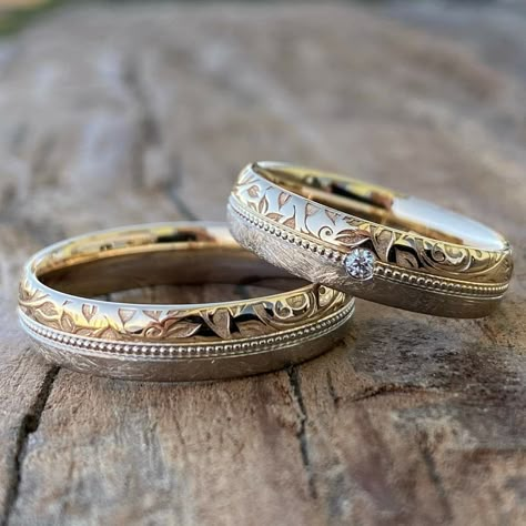 Hippie Wedding Ring Boho, Unique Wedding Band Sets, خواتم خطوبة, Engagement Ring For Him, Wedding Band Ideas, Couple Ring Design, Rings For Him, Wedding Rings Set, Gold Temple Jewellery