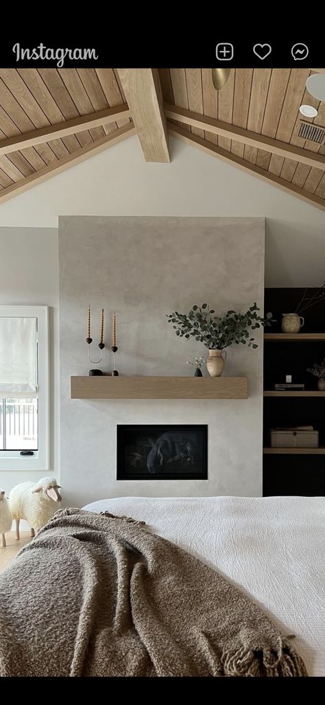 Bedroom Fireplace, Design Salon, Modern Bedroom Decor, Up House, Home Fireplace, Design Living Room, Fireplace Design, Living Room Inspo, Neutral Tones