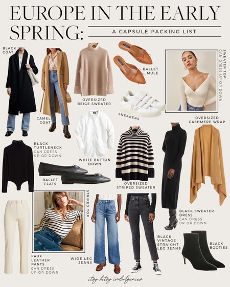 Capsule Packing, European Spring, March Outfits, Europe Travel Outfits, Essentials Aesthetic, Travel Capsule Wardrobe, Fashion Capsule Wardrobe, Spring Capsule, Europe Outfits