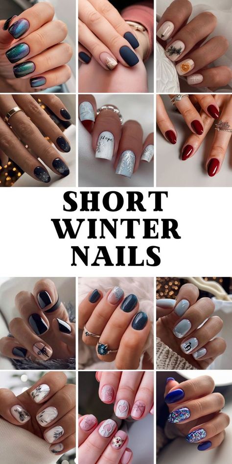 Gel Nail Polish Ideas On Natural Nails, Simple Winter Manicure, Best Dipped Nails, Dec Nails 2024, Very Short Nails Ideas Winter, Short Nails With Star Design, Valentines Day Gel Nails Ideas, Short Round Holiday Nails, Short Nail Designs For New Years