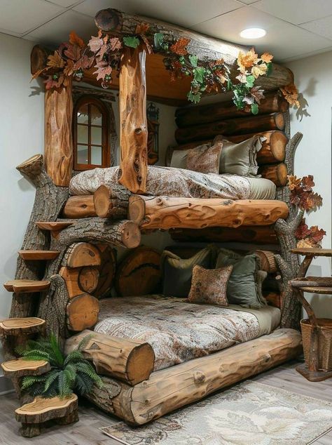 Casa Hobbit, Zimmer Diy, Cabin Furniture, Rustic Home Design, Unique Beds, Cute Bedroom Decor, Dream House Rooms, Cozy Room Decor, Dream Room Inspiration