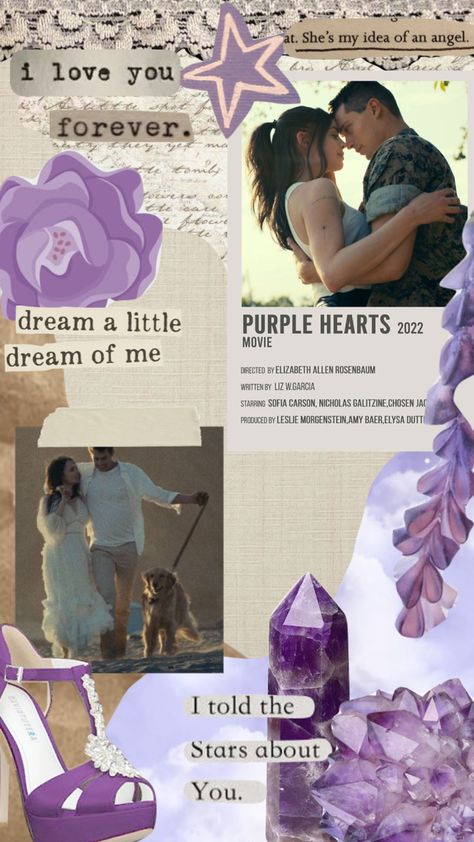 💜💜 / #purplehearts #purpleheartsnetflix #purpledecor Purple Hearts Book, Purple Hearts Movie, Purple Hearts, Purple Decor, Sofia Carson, I Love You Forever, Purple Heart, Love You Forever, Create Collage