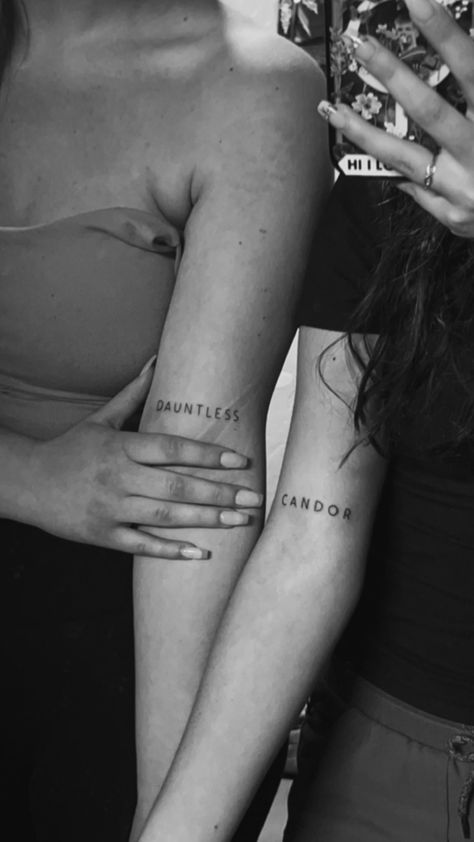 Inspired by our personality’s. #divergent #bestfriendtattos. Tris Tattoo, Piercings Quotes, Hunger Games Tattoo, Divergent Tattoo, Divergent Theo James, Divergent Memes, Bookish Tattoos, Small Finger Tattoos, Subtle Tattoos