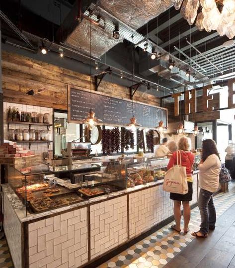 Jamie's Italian restaurant - Blacksheep Rustic Deli Interior Design, Industrial Kitchen Apartment, Shelving Nursery, Rustic Industrial Home, Bar Facade, Italian Restaurant Design, Italian Restaurant Interior, Industrial Interior Bedroom, Apartment Industrial