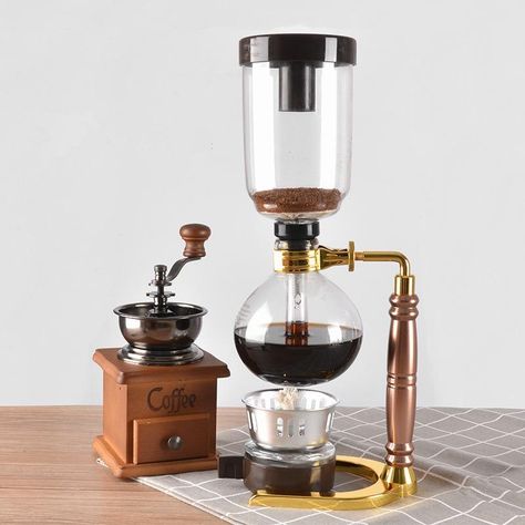 This unique gravity fed coffee maker is fabulous for the steam punk asthetic in your home. Perfect for the mad scientist or inventor look. No electricity required!Flannel filter cloth/fluff can prevent the fine powder in the coffee, removing any miscellaneous taste. This extracts the original flavor of coffee cleanly a Syphon Coffee Maker, Vacuum Coffee Maker, Syphon Coffee, Siphon Coffee, Alcohol Lamp, Don Pedro, Art Cafe, Tea Maker, Coffee Brewer